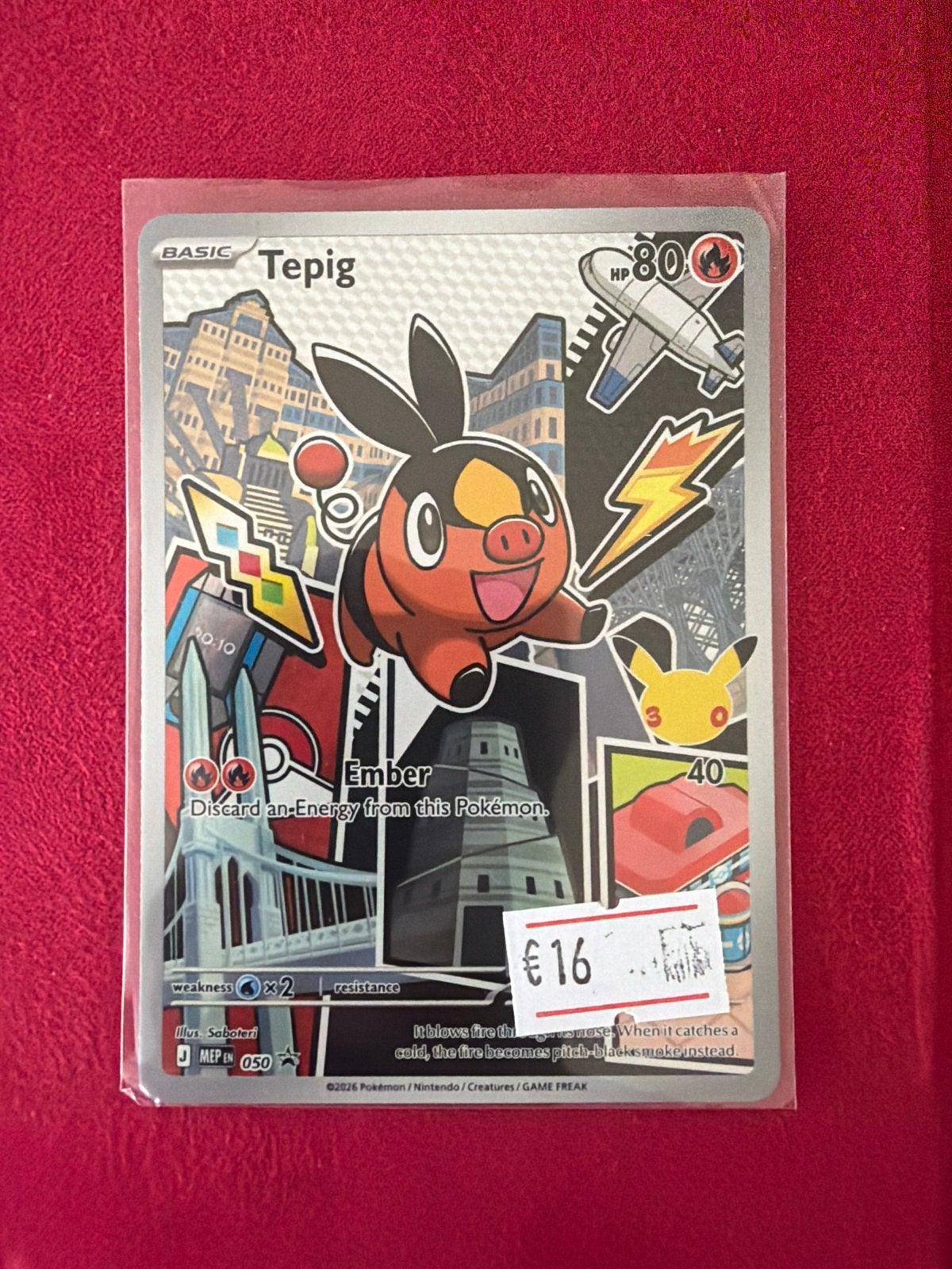 Pokémon Kaart Tepig - Basic - Zeldzaam, Ophalen of Verzenden, Zo goed als nieuw, Losse kaart