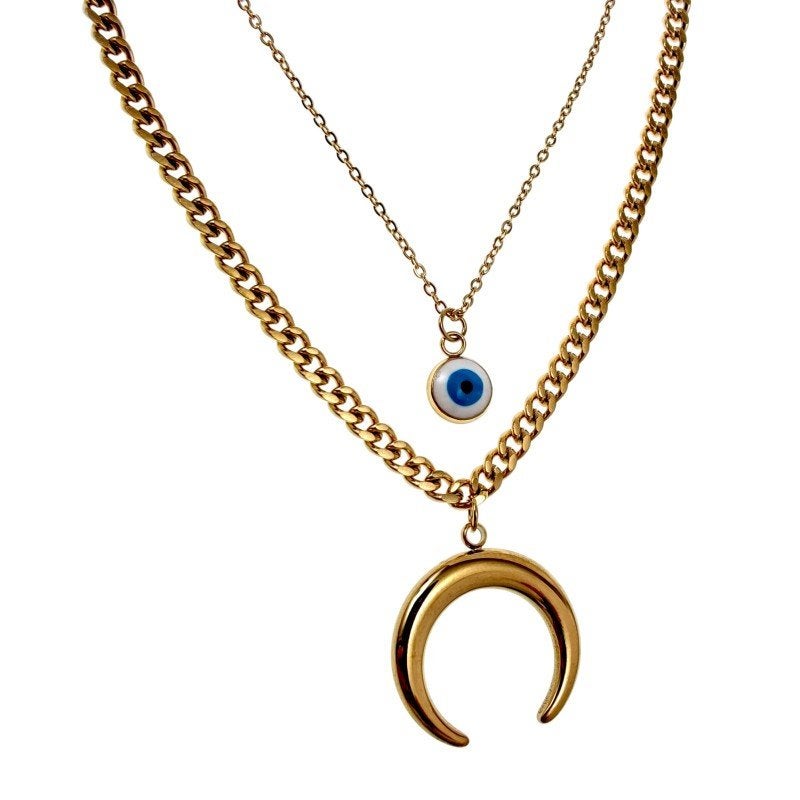 41- 46cm Gelaagde Ketting Dames Verguld RVS Dubbele Ketting, Met hanger, Overige materialen, Birgitta-Gracht 33, 6465 EL Kerkrade, Nederland