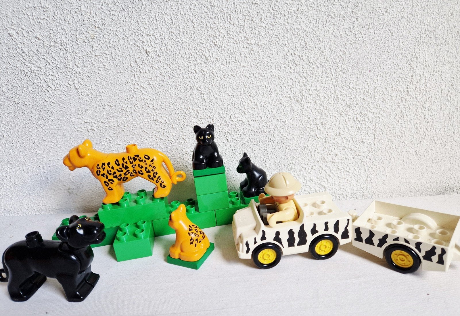 Duplo dierentuin dieren luipaard + zwarte panter vintage, Ophalen of Verzenden, Gebruikt, Duplo