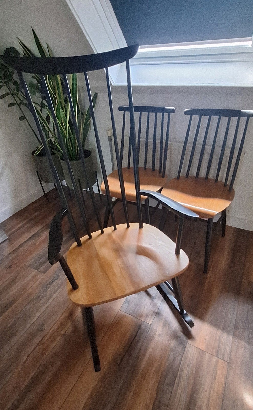 Pastoe Stoel Spijlenstoel Schommelstoel Vintage Retro, Gebruikt, Zwart, Ophalen of Verzenden, Eén