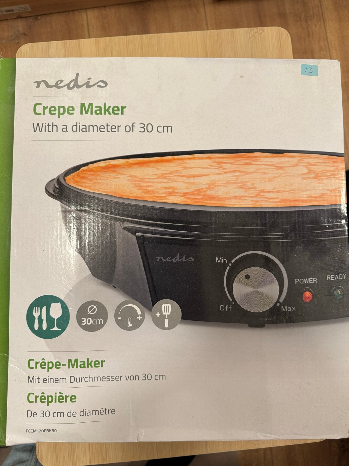 Nedis Crêpe Maker - 30 cm diameter, Ophalen, Nieuw