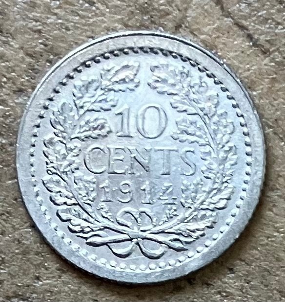 10 cent 1914 Wilhelmina, Ophalen, Zilver, 10 cent, Koningin Wilhelmina