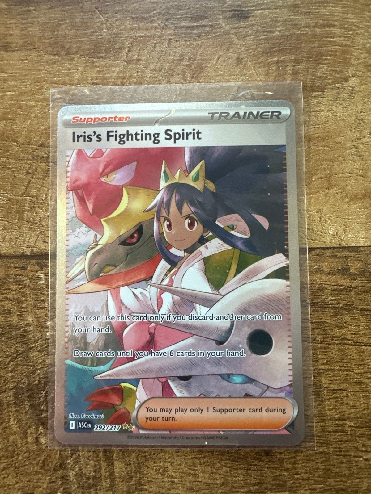 Pokemon TCG: Iris's Fighting Spirit 292/217 Full Art Trainer, Ophalen of Verzenden, Zo goed als nieuw, Losse kaart