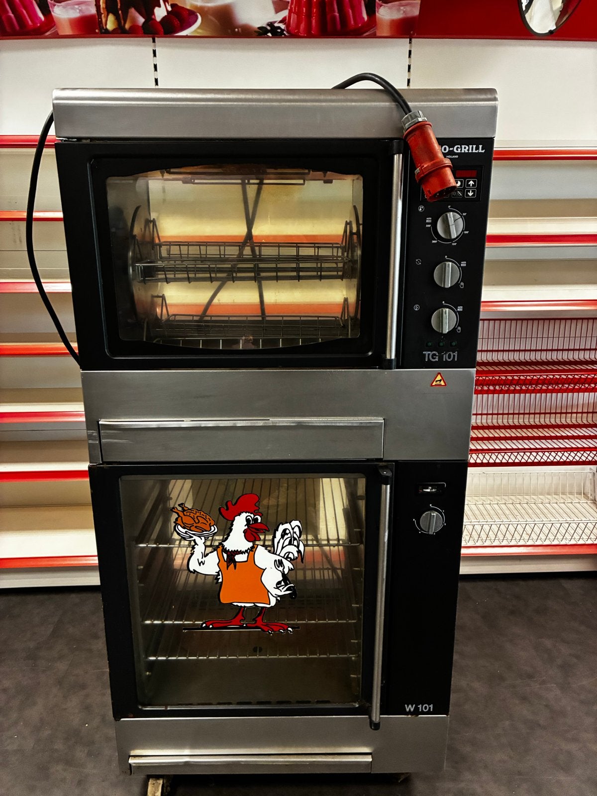 Goed werkende Euro-Grill Holland TG101 kippengril 380V, Witgoed en Apparatuur, Ophalen, Gebruikt