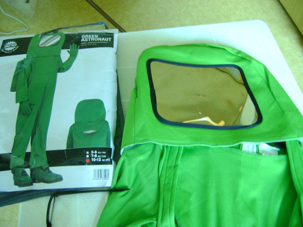 3 del groen astronauten pak 146/152 met rugtas kap en onesie, Ophalen of Verzenden, Zo goed als nieuw, 146 t/m 152, Jongen