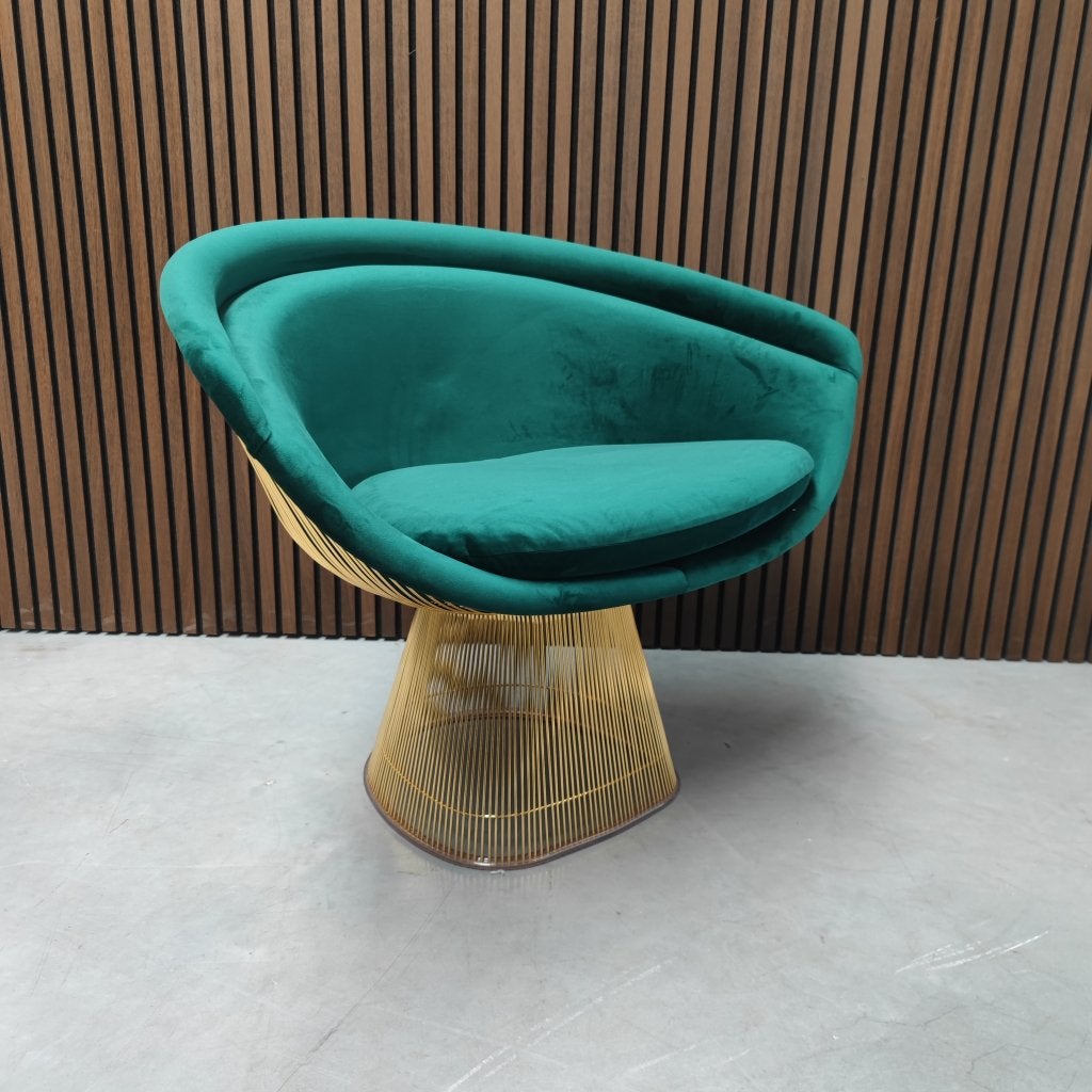 Knoll Platner Fauteuil in 18-karaats Goud in Velvet green, East Greenville, Pennsylvania, Verenigde Staten, Overige kleuren, Nieuw