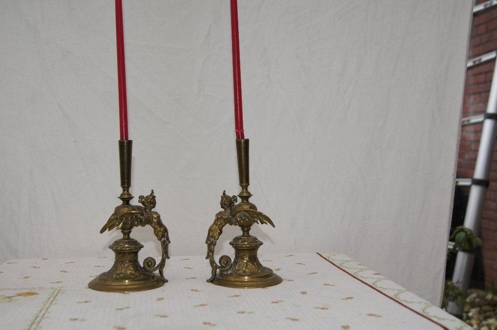 Kandelaren ( Brons, Ophalen of Verzenden, Koper of Brons