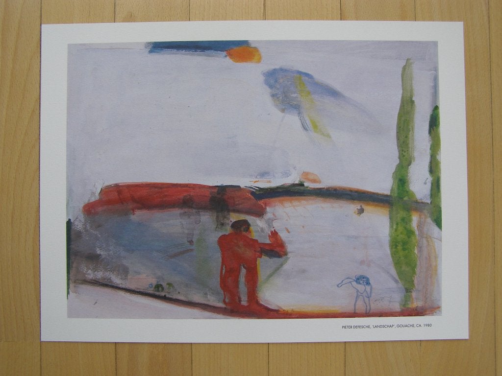 Reproductie: Pieter Defesche – Landschap; gouache, Antiek en Kunst, Ophalen of Verzenden