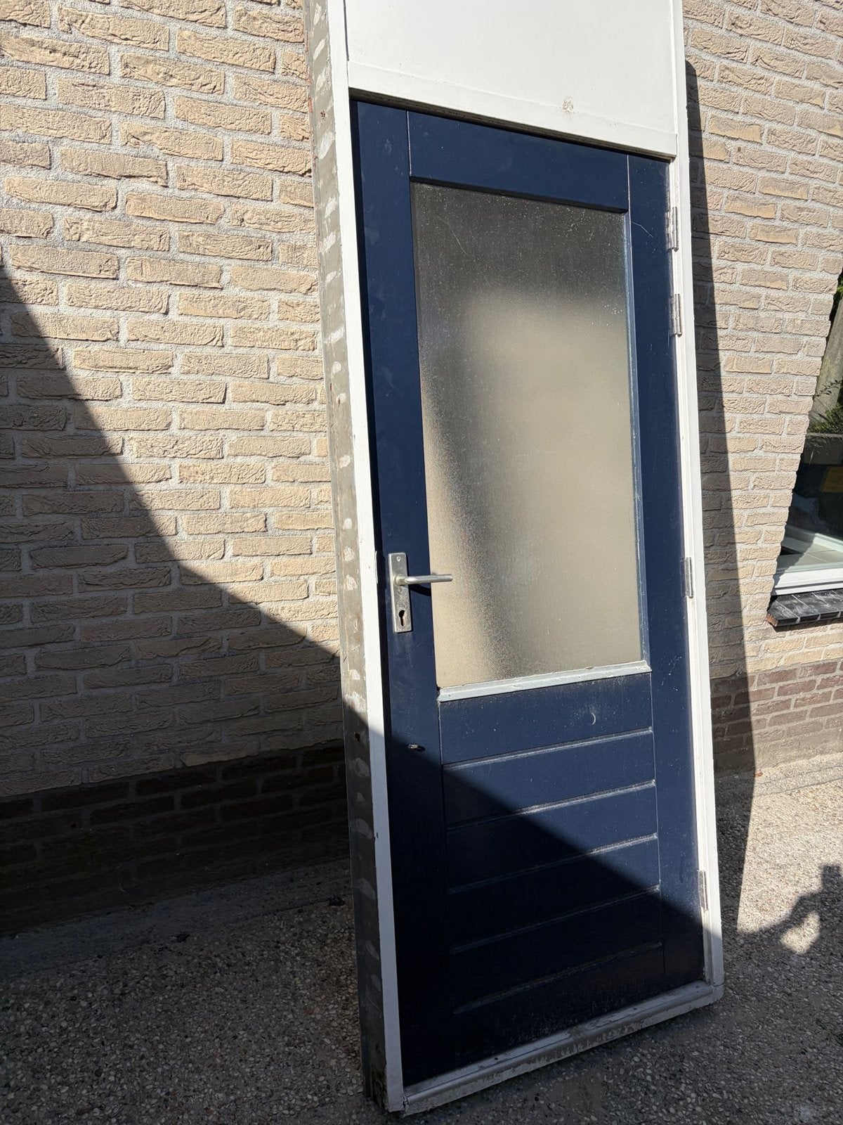 Buitendeur met kozijn - 201x83 cm, Doe-het-zelf en Verbouw, Deuren en Horren, Ophalen, Gebruikt, 80 tot 100 cm, Buitendeur