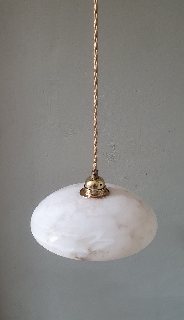 Vintage hanglamp van albast - Art Deco - Mid Century, Gebruikt, Glas, Antiek, Art Deco, Vintage,, E27 (groot)
