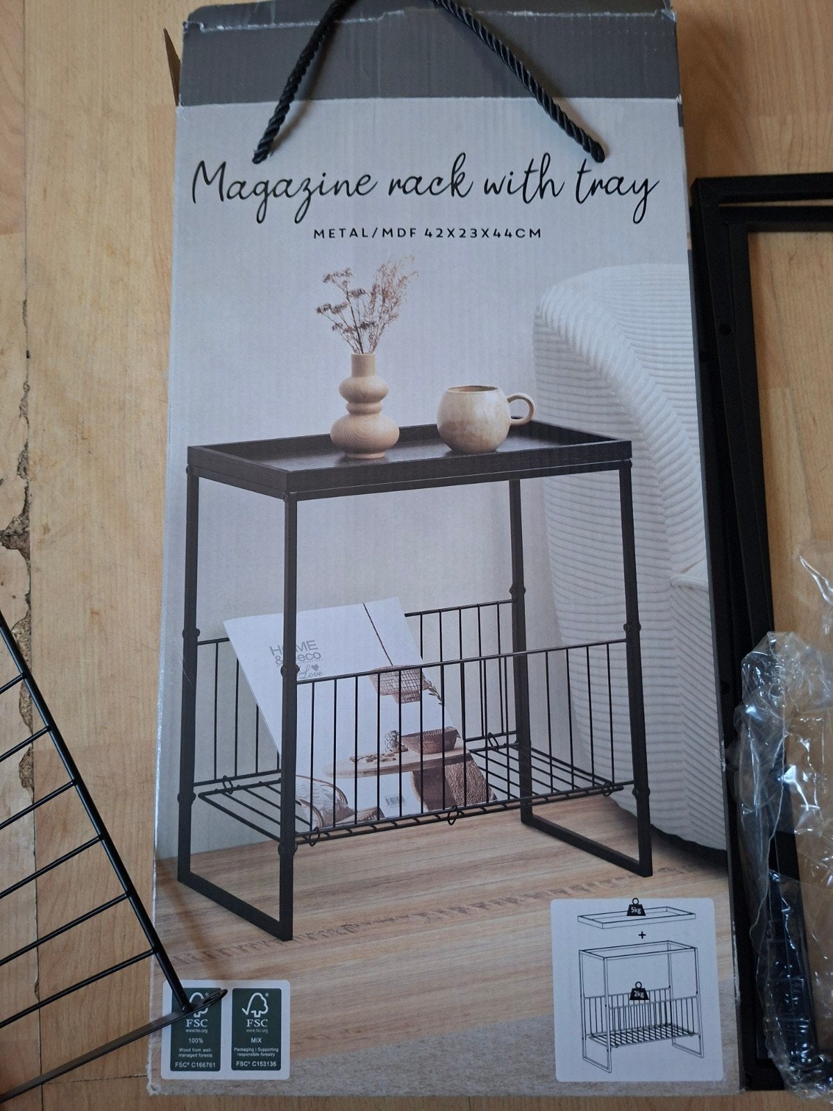 Nieuw tijdschriftenrek  - metaal/MDF, Zwart, Nieuw, Ophalen of Verzenden, Metaal