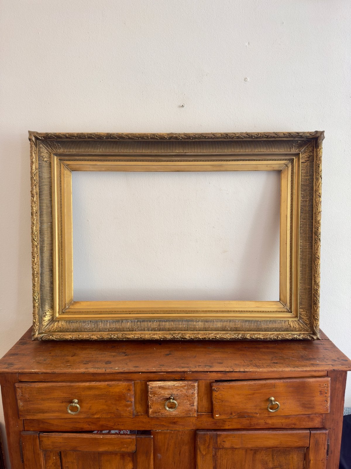 Antieke gouden lijst 80x51 cm (binnenmaat), Ophalen, Gebruikt, Schilderijlijst, Met sierrand