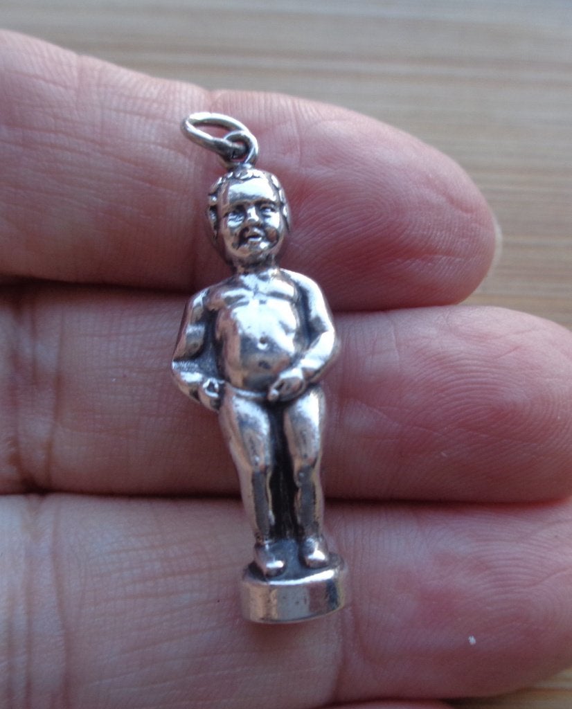 zilveren vintage bedel/hanger manneke pies [086], Overige merken, Verzenden, Zo goed als nieuw, 1 bedel