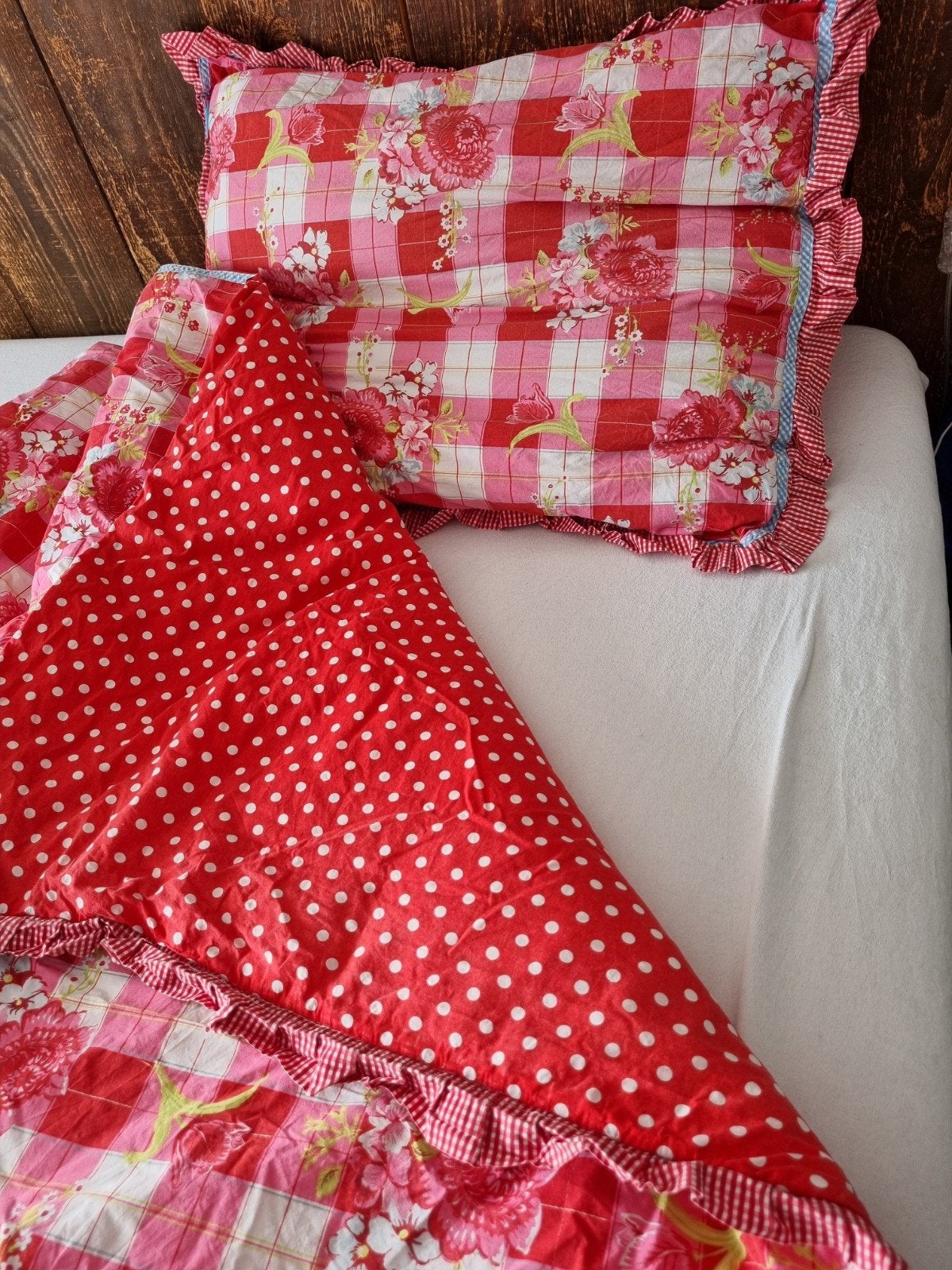 2x Pip Studio Dekbedovertrek Eenpersoons Rood/Roze, Gebruikt, Eenpersoons, Pip Studio, Meerkleurig