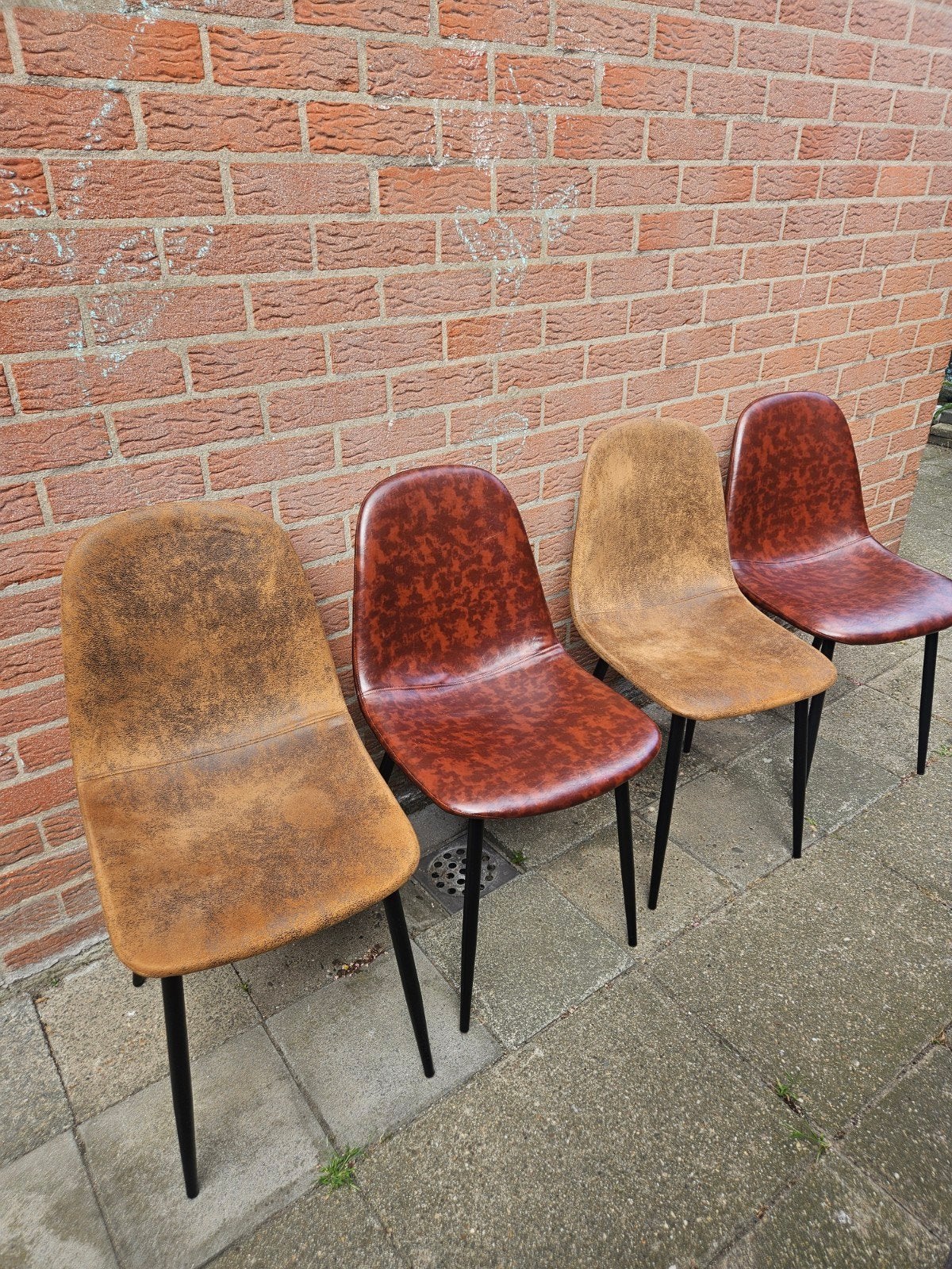 Set van 4 kleine eetkamerstoelen, Ophalen, Overige materialen, Gebruikt, Bruin