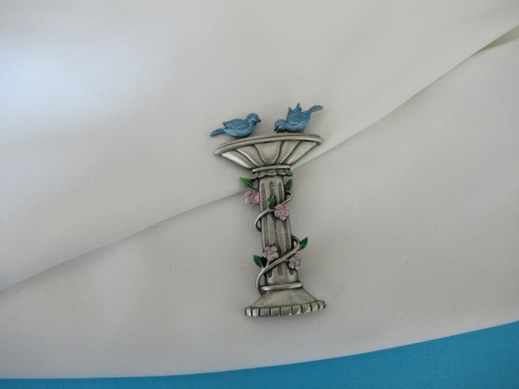 Broche/ vogel waterbadje blauwe vogel stelletje/ JJ, Verzenden, Zo goed als nieuw, Overige kleuren, Overige materialen