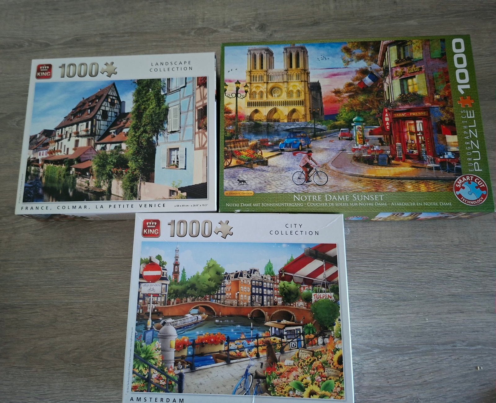 3x King/Eurographics 1000 stukjes puzzels, Ophalen, 500 t/m 1500 stukjes, Gebruikt, Legpuzzel