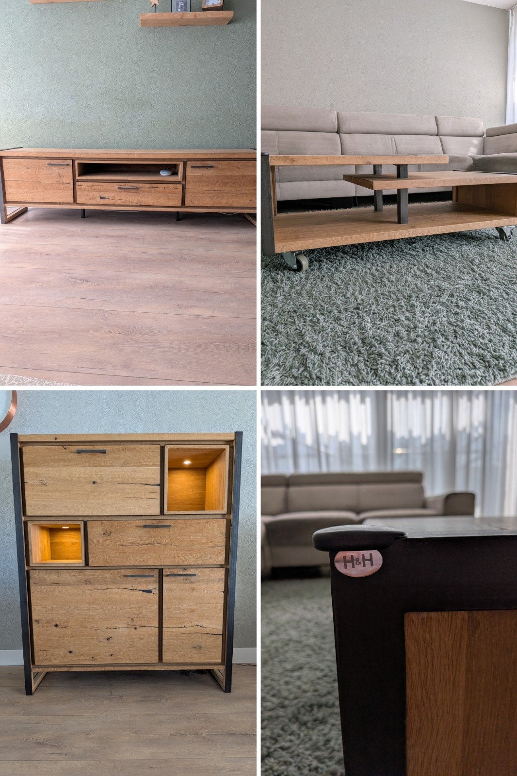 Complete Henders & Hazel woonkamer set – Massief eiken, Ophalen, Zo goed als nieuw, Modern industrieel