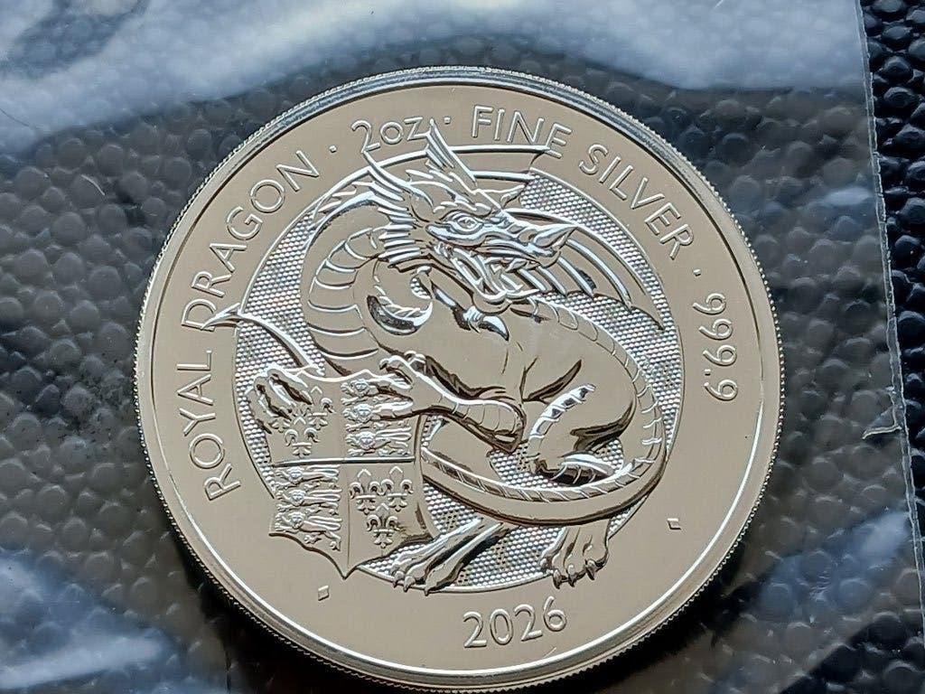 2026 Tudor Beast - Dragon - 2 oz silver BU, Ophalen of Verzenden, Overige landen, Losse munt, Zilver