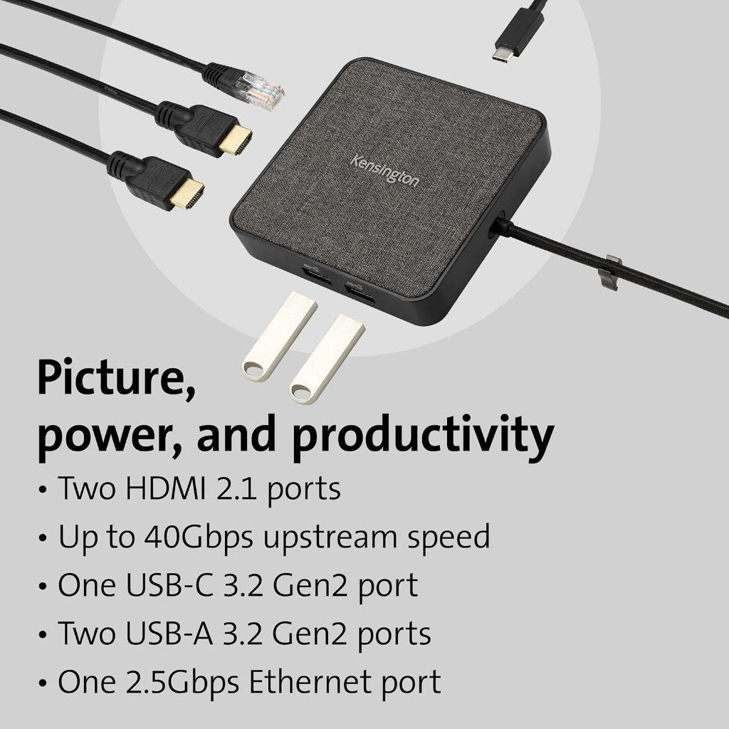 Kensington MD120U4 USB4 Thunderbolt 4 Portable Docking, Ophalen of Verzenden, Zo goed als nieuw, Docking station, Laptop