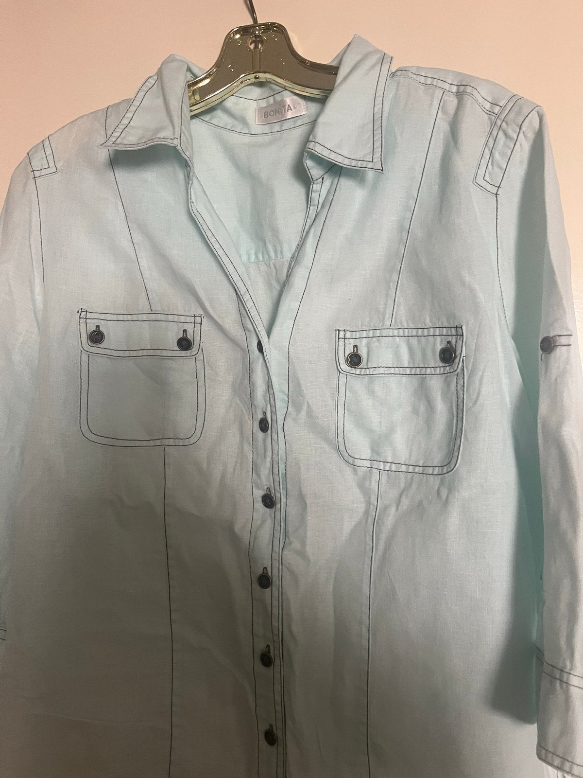 Bonita linnenLichtblauwe Blouse ,maat L/XL(42/44), Maat 38/40 (M), Blauw, Ophalen of Verzenden, Lange mouw