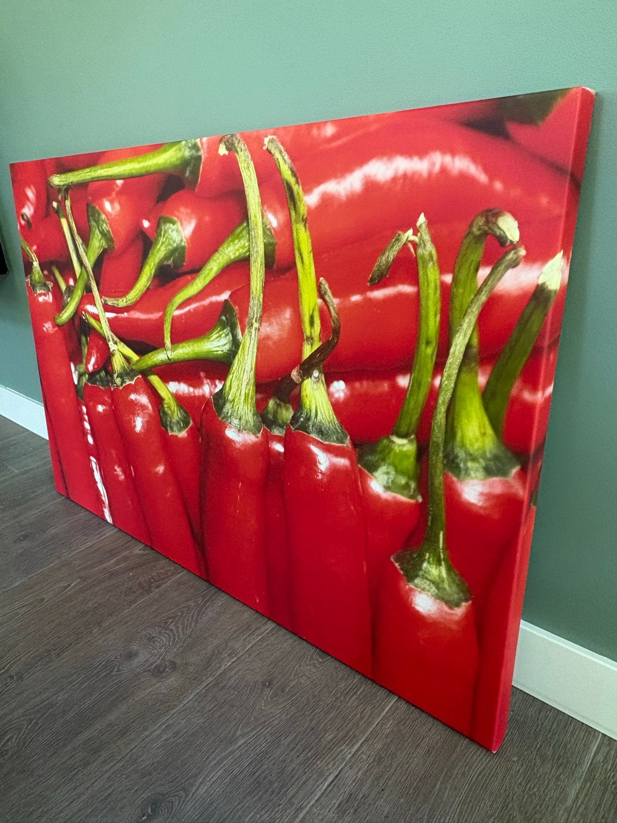 Schilderij rode pepers - Canvas print 120 bij 80, Ophalen, Gebruikt, Print, 100 tot 125 cm