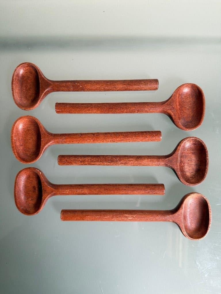 Set van 6 houten Sagaform lepels – Scandinavisch design, Ophalen of Verzenden, Zo goed als nieuw, Overige merken, Hout