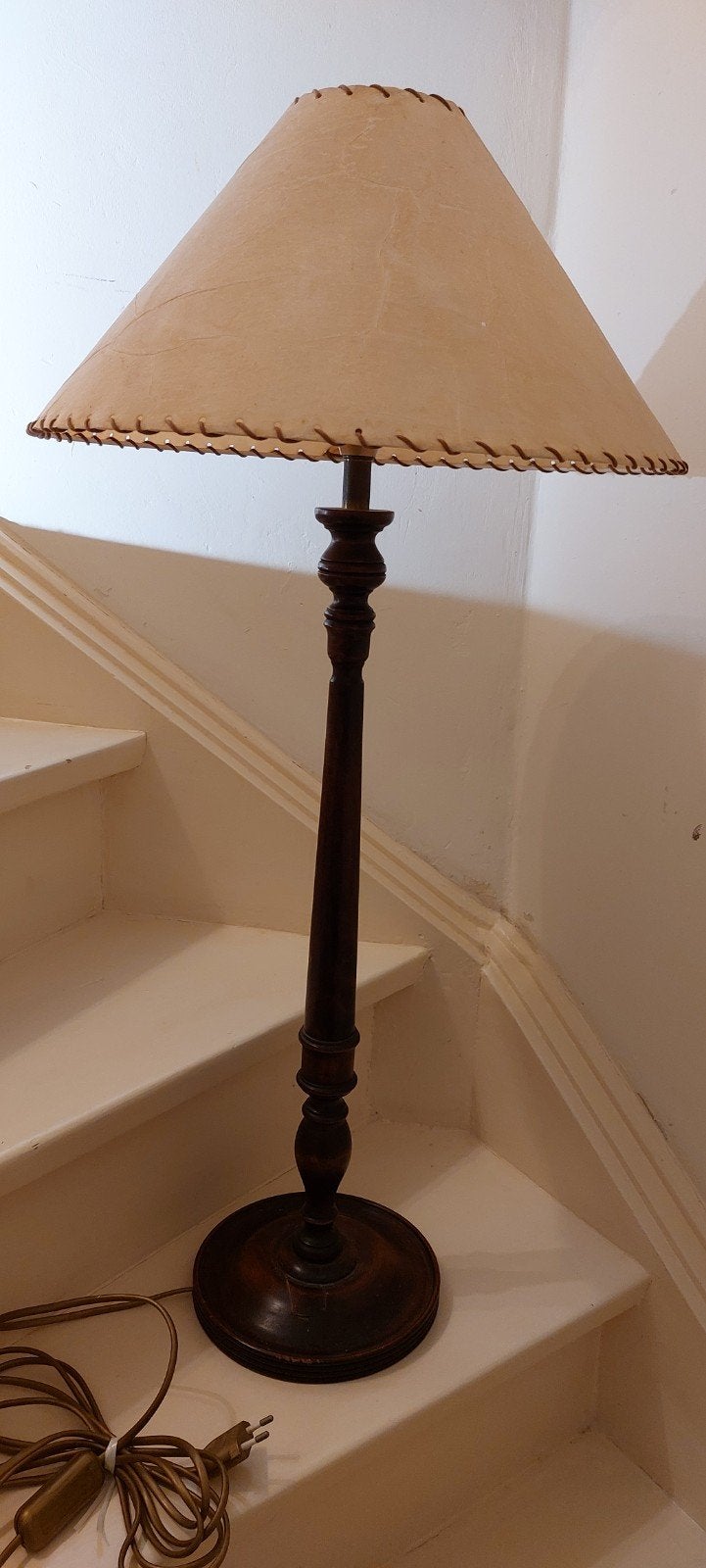 Brocante schemerlamp  mahonie, Ophalen of Verzenden, Schemerlamp