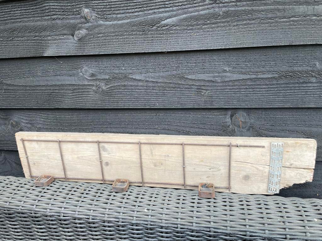 Vintage wand-decoratie met 3 theelichthouders, steigerhout, Gebruikt, Bruin, Ophalen of Verzenden, Hout