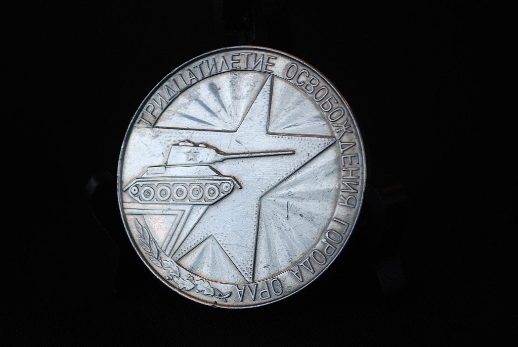 WW2 Vintage origineel Tank T-34 plaque met Sovjet Ster 1943, Ophalen of Verzenden
