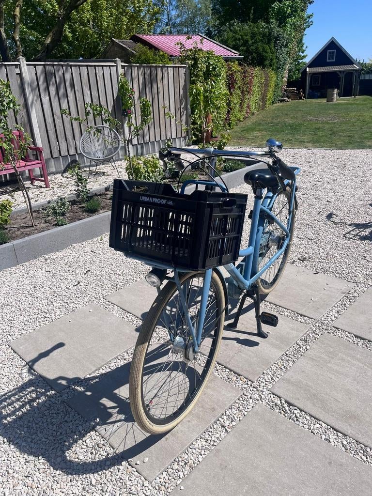 Batavus Damesfiets met krat - Lichtblauw, Fietsen en Brommers, Fietsen | Dames | Damesfietsen, Ophalen, Gebruikt, Versnellingen