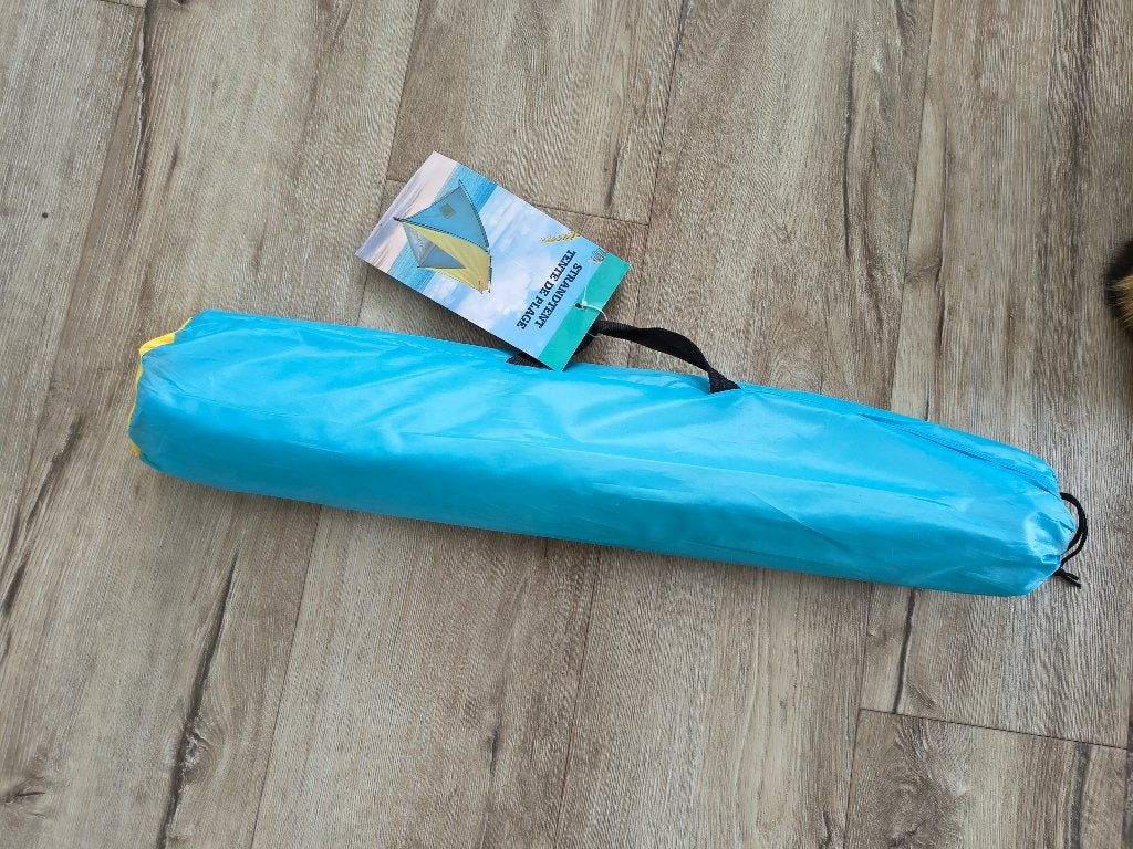 Nieuwe strandtent, windtent, schaduw tent in zak, blauw-geel, Onb, Nieuw, Ophalen of Verzenden, Onb