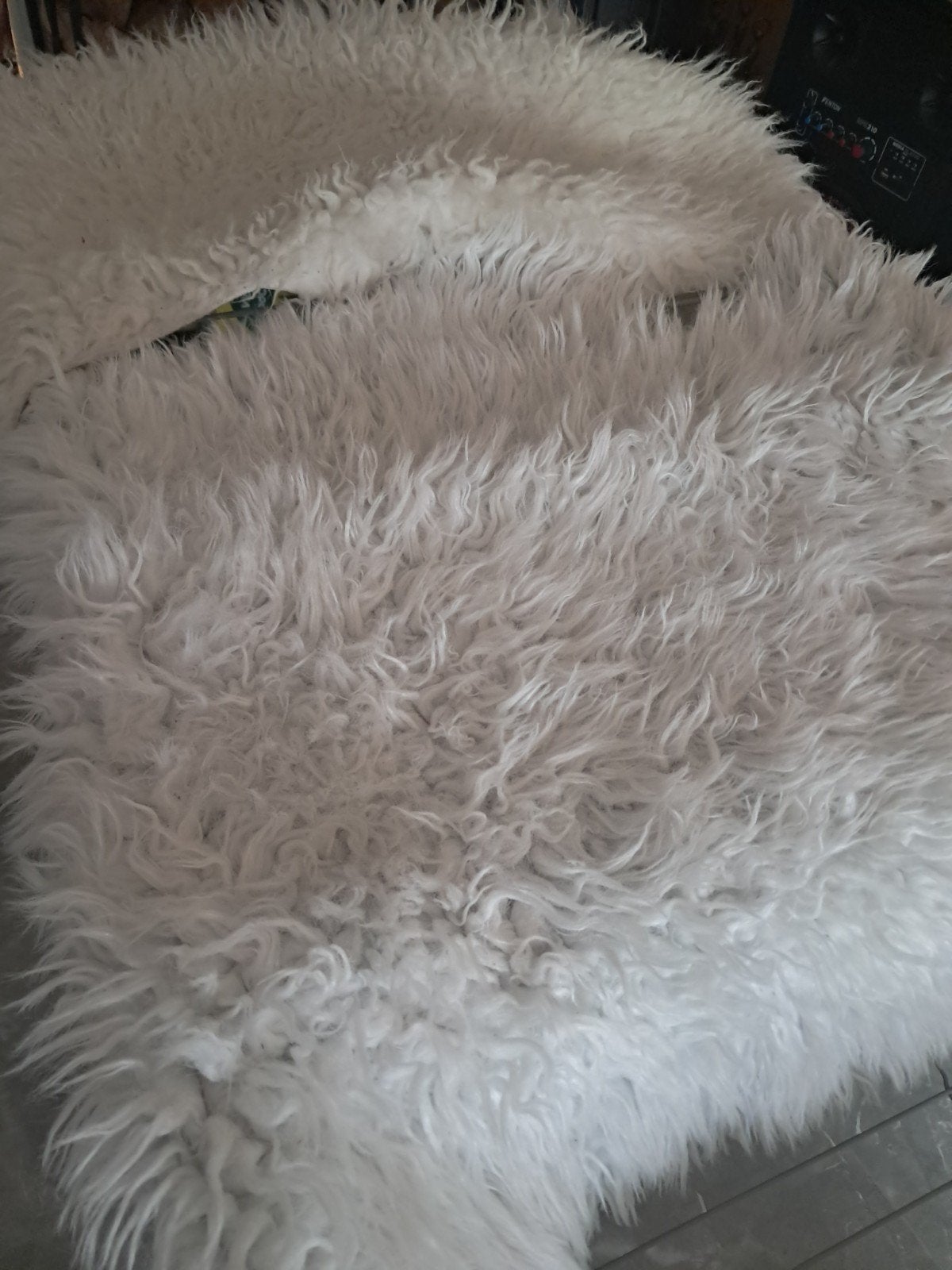 Zacht wit vloerkleed met lange pool, Gebruikt, 100 tot 150 cm, Wit, Modern, Scandinavisch, Cozy