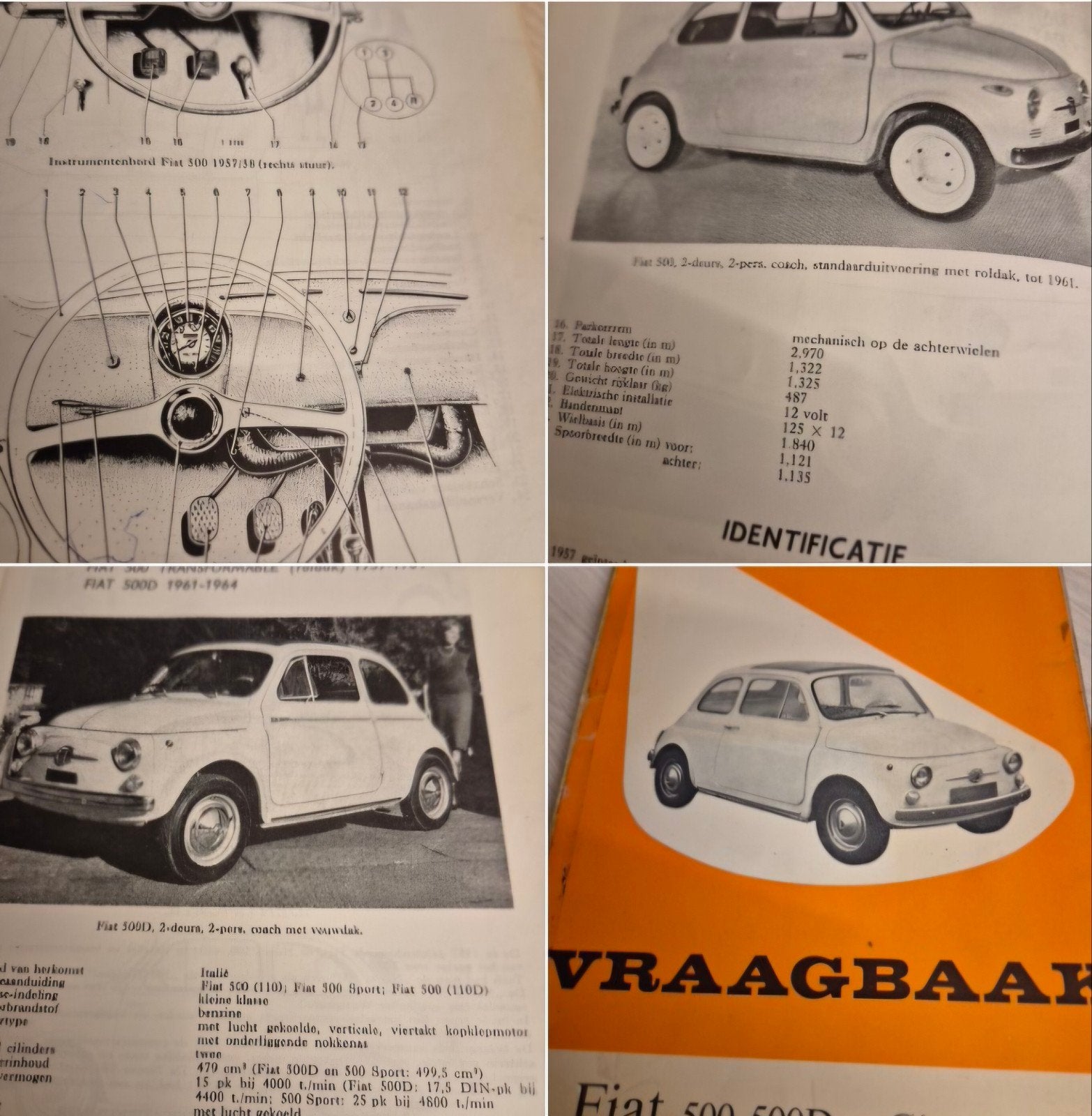 Fiat 500 technische info Fiat 500D óók roldak en schuifdak, Ophalen of Verzenden, Overige merken