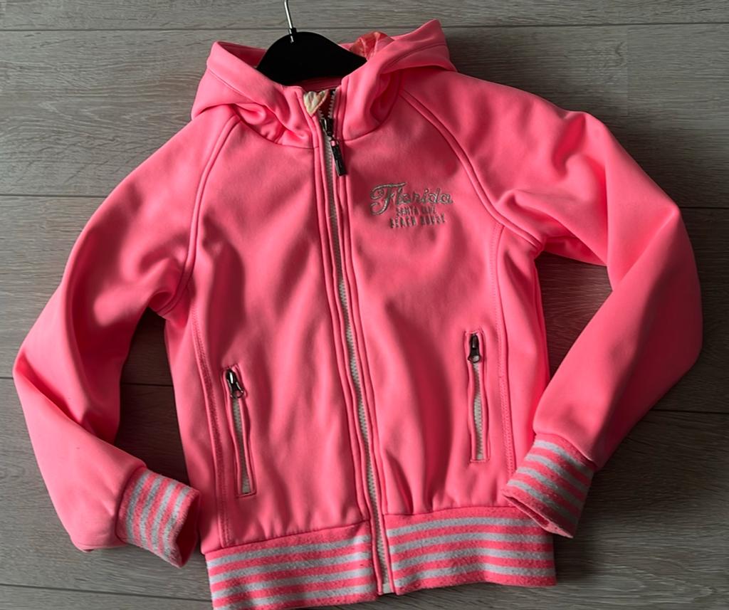 Gaaf softshell jasje tussenjas neon roze 128/134, Ophalen of Verzenden, Zo goed als nieuw, Meisje, Jas