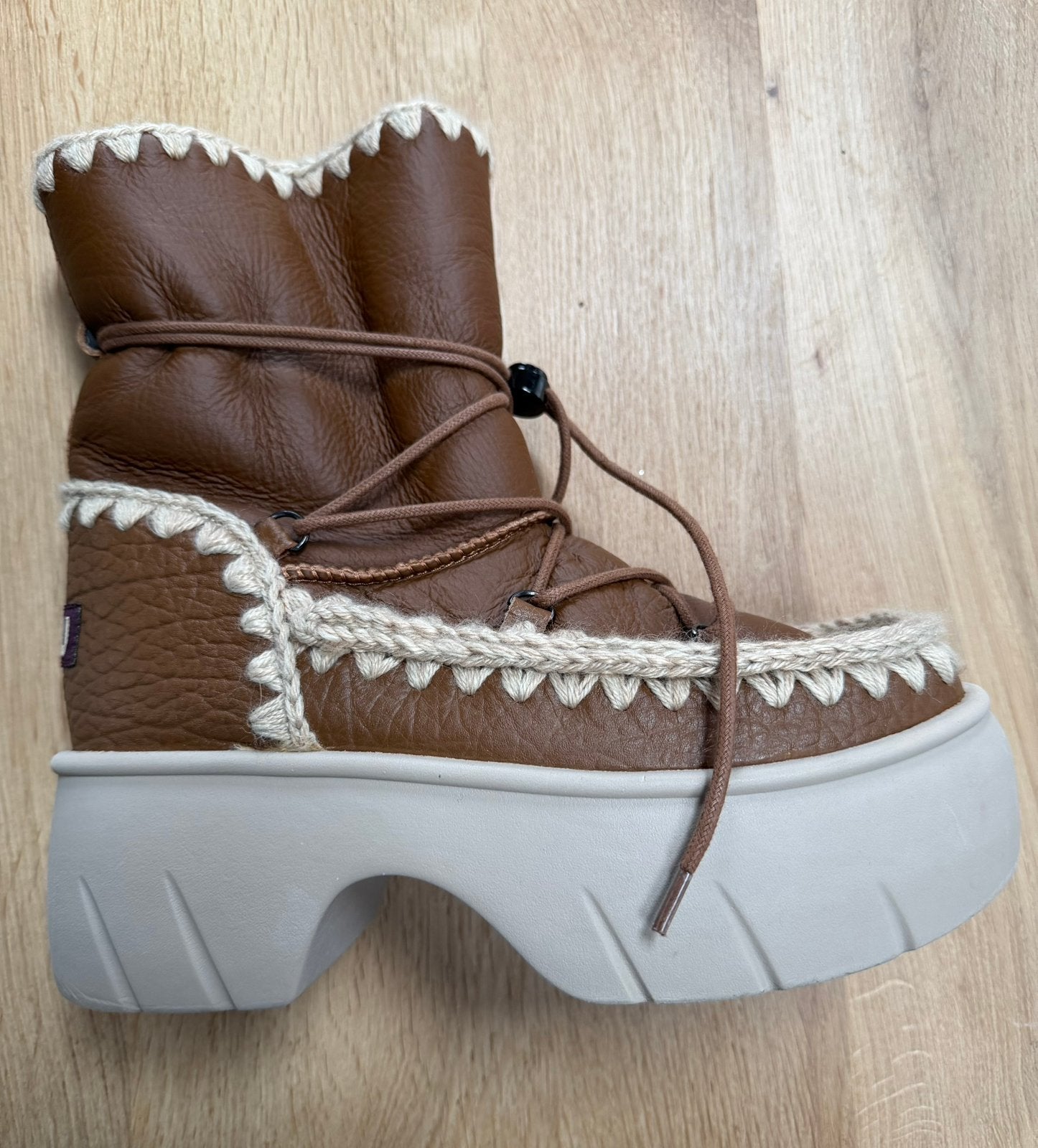 Sheepskin laars, Mou boots maat 38 cognac/bruin, Kleding | Dames, Bruin, Verzenden, Lage of Enkellaarzen, Zo goed als nieuw
