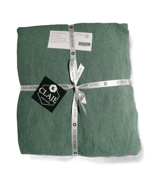 100% linnen hoeslaken 180x200 Green, Huis en Inrichting, Hoeslaken of Sloop, Ophalen of Verzenden, Groen, Nieuw