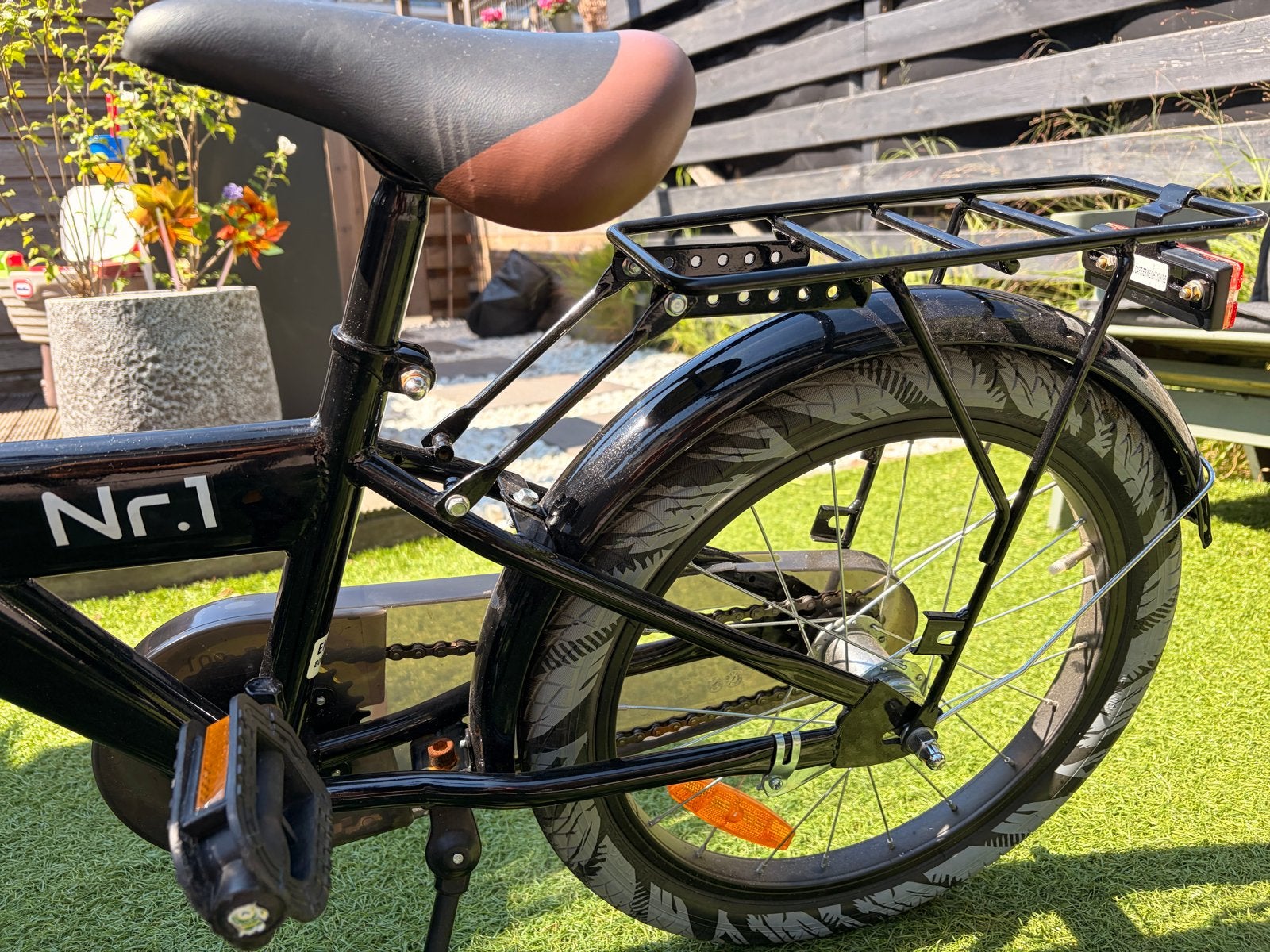 Zwarte kinderfiets 'POWER Nr.1 - topconditie!, Ophalen, Zo goed als nieuw, Terugtraprem, 16 tot 20 inch