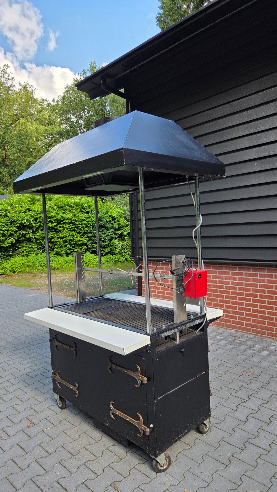 Gas barbecue met lavasteen, afzuiging en spit, Ophalen of Verzenden, Gebruikt
