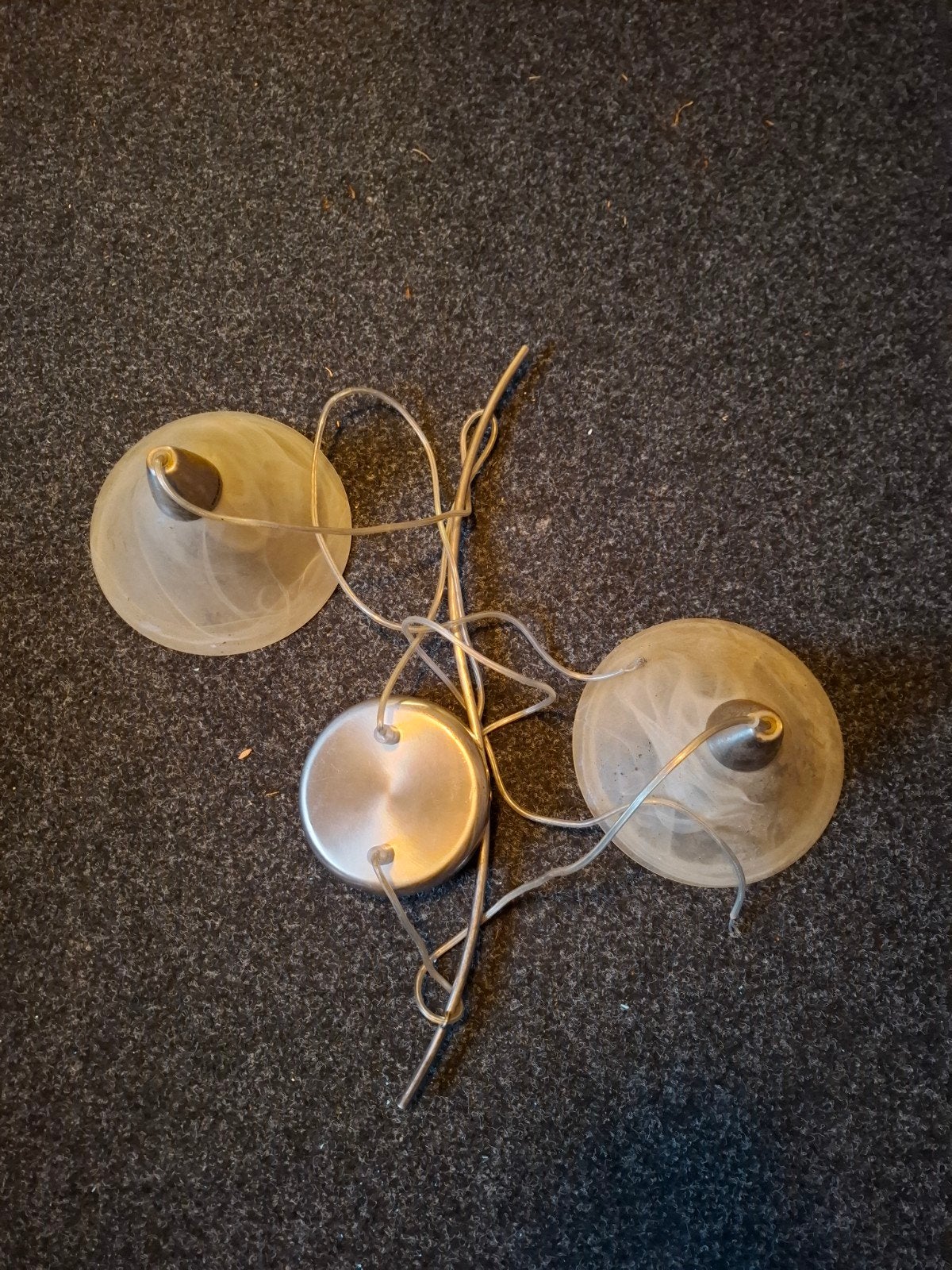 Hanglamp met 2 glazen kappen - Gebruikt, Ophalen, Gebruikt, Glas, Modern
