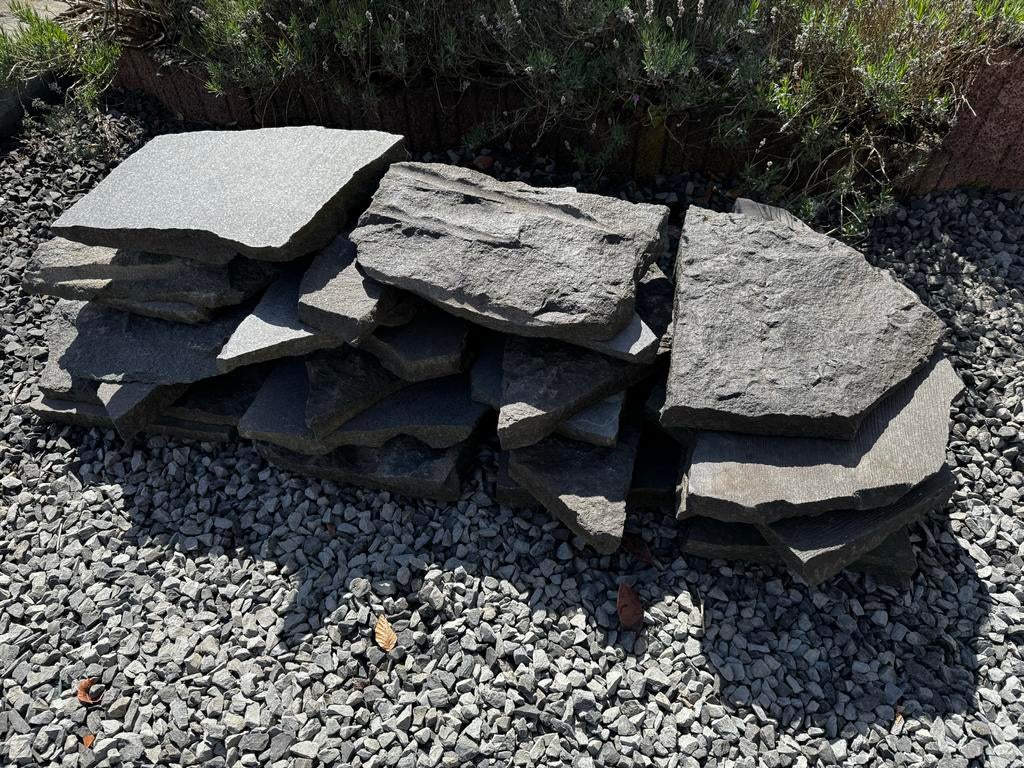 Gebroken natuursteen bestrating stapstenen of voor de vijver, Ophalen, Gebruikt, Overige typen, 5 tot 10 m²