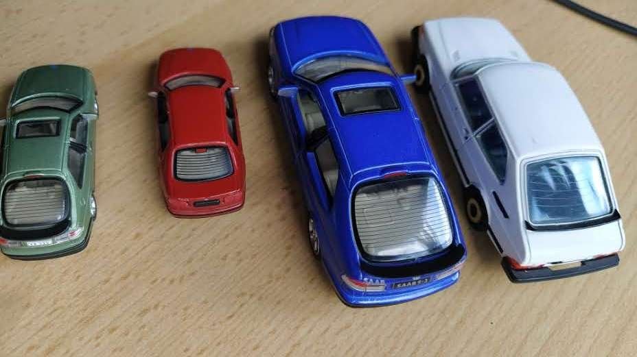 SAAB schaalmodellen, 4 stuks, als nieuw!, Ophalen of Verzenden, Zo goed als nieuw, Auto, Overige merken