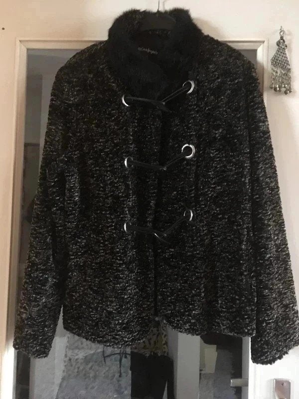Super zachte mooie gemêleerde jas, maat 44 nu 34,99€, Kleding | Dames, Jassen | Winter, Noidea, Zwart, Maat 42/44 (L), Ophalen of Verzenden