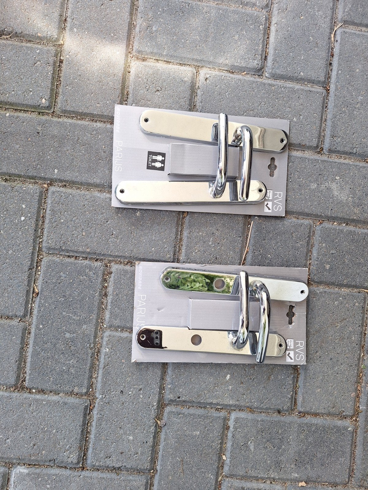 RVS deurklinken set voor toilet/badkamer, Doe-het-zelf en Verbouw, Ophalen of Verzenden