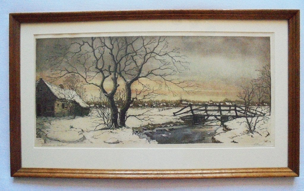 A. van Hemert.1883-1944.Winter in Holland., Antiek en Kunst, Kunst | Etsen en Gravures, Ophalen