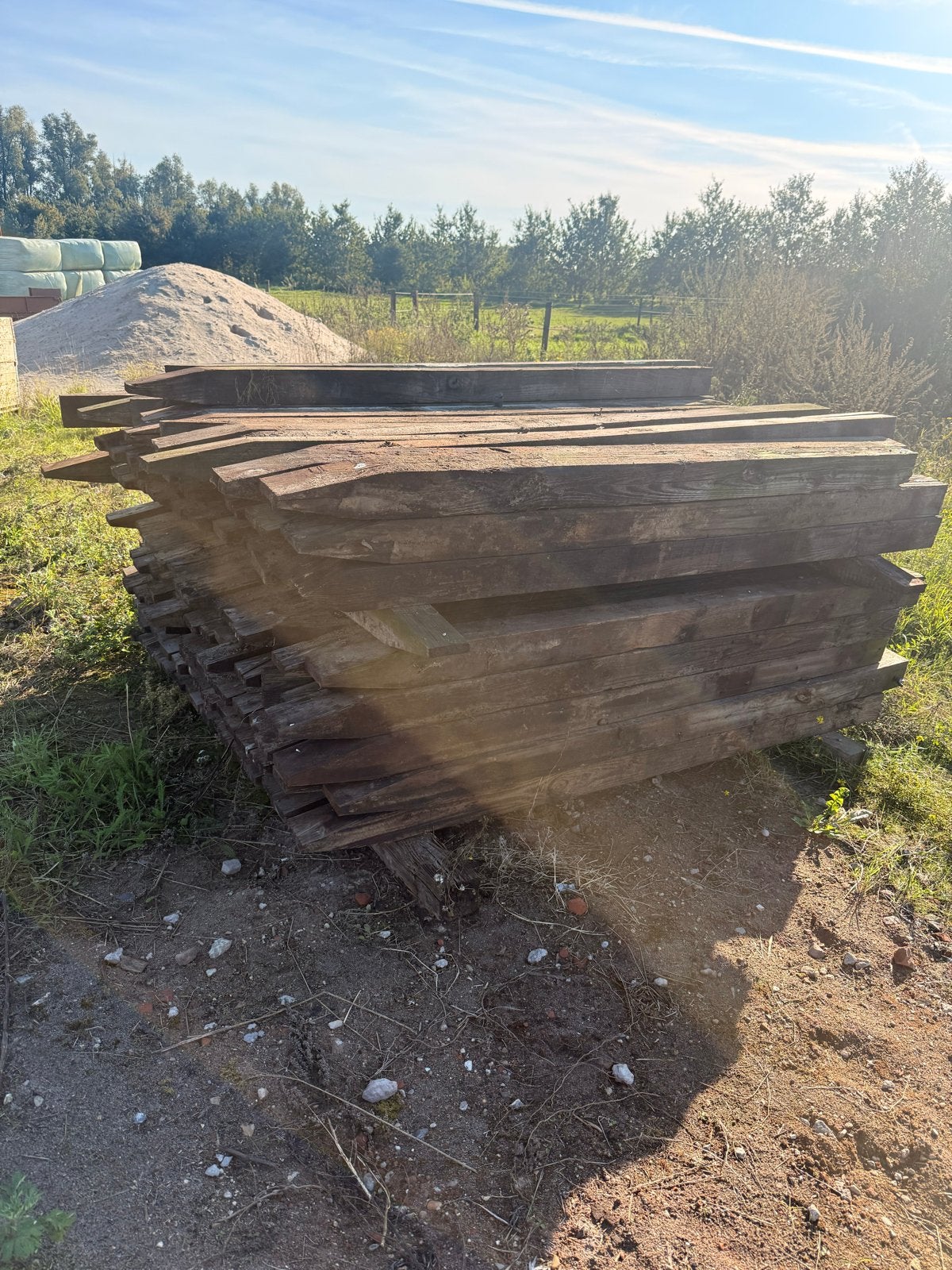 150 gecreosoteerde weidepalen 10x10x200cm gepunt, Ophalen, Gebruikt, Hout, Overige typen