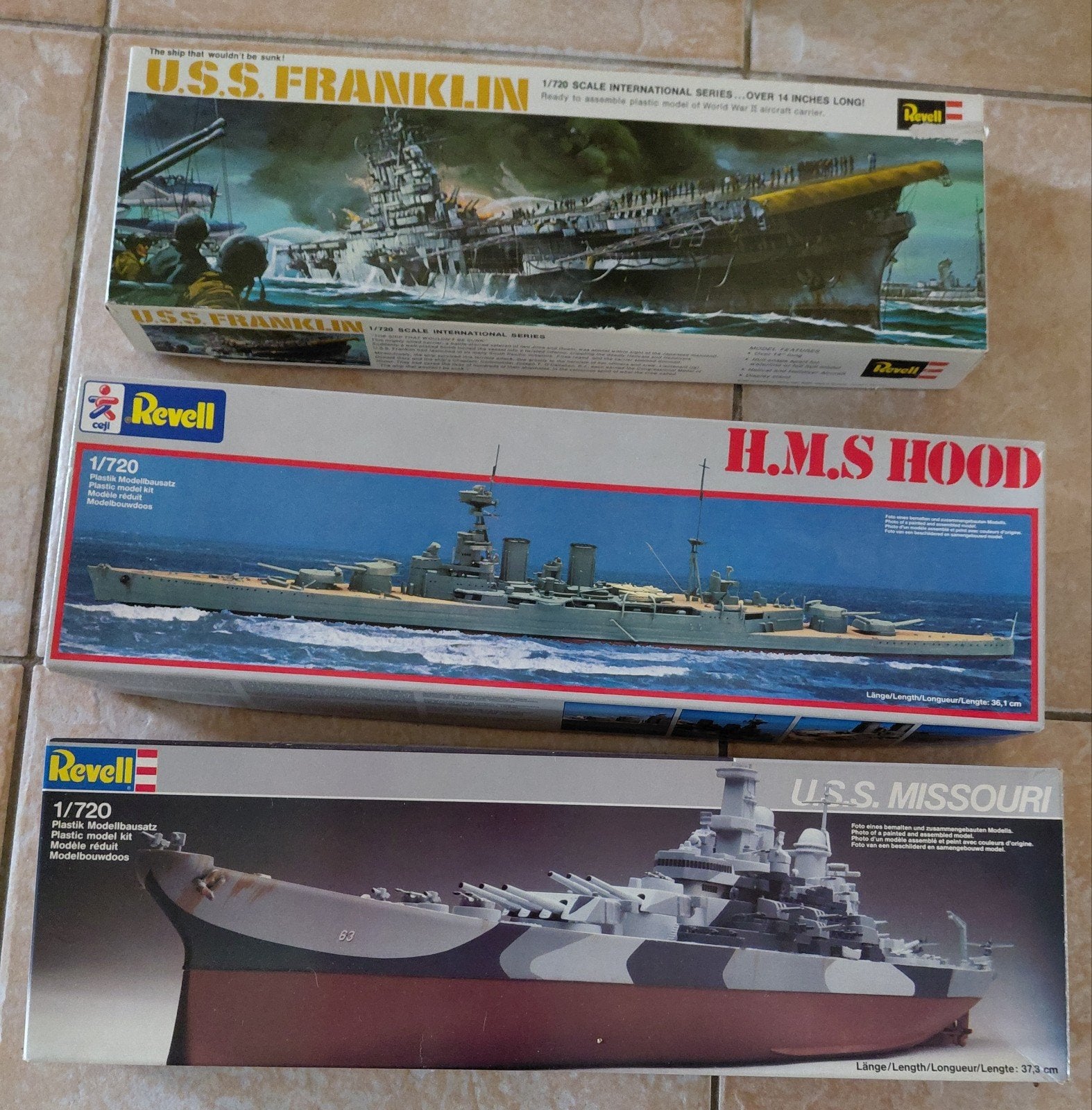 Revell kits: USS Franklin, HMS Hood, USS Missouri, Hobby en Vrije tijd, Modelbouw | Boten en Schepen, Ophalen of Verzenden, Nieuw