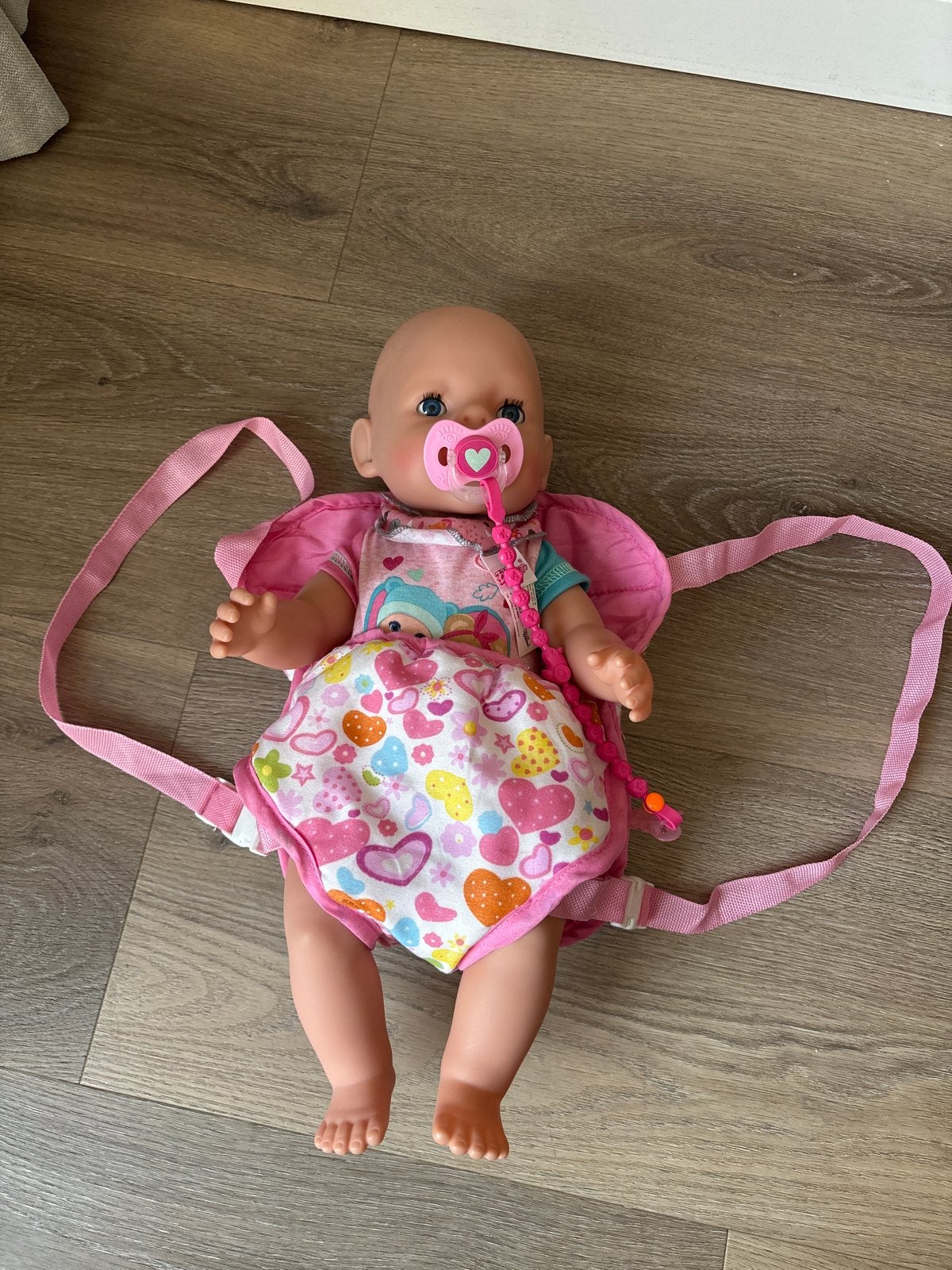 Draagzak voor pop - Roze met hartjespatroon, Kinderen en Baby's, Ophalen, Gebruikt, Babypop