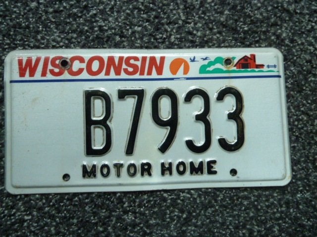 Kentekenplaat licenseplate Wisconsin Motor Home USA, Verzamelen, Verzenden, Gebruikt, Auto's