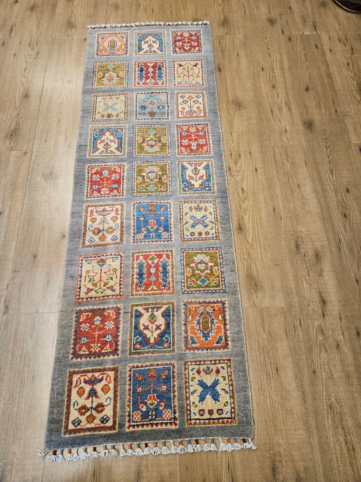 Handgeknoopt oosters wollen tapijt loper modern 183x62
